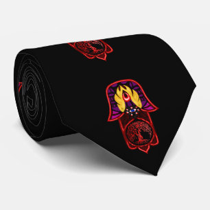 Hand van Hamsa met: Rood/roze levensboom Stropdas