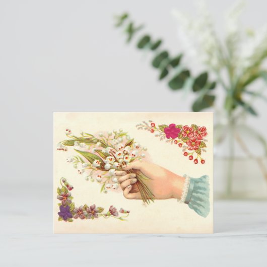 Hand van Liefde Dank U met Bloemen Briefkaart (Staand voorkant)
