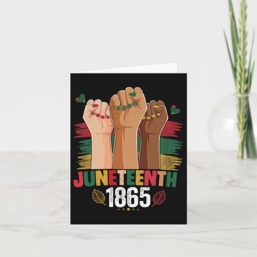 Hand vier Juneteenth 1865 Schattig Juneteenth Jun Kaart (Voorkant)