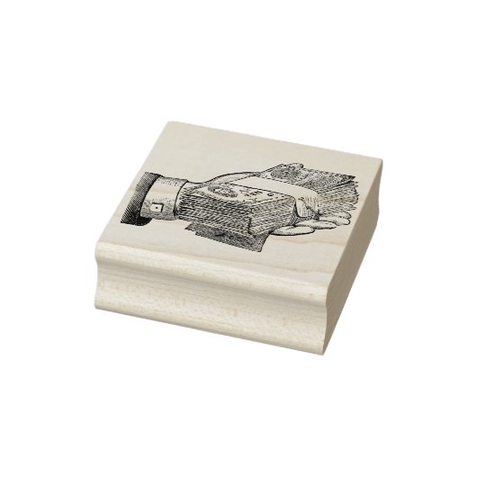 Hand vol contant geld 	rubberstempel (Stempel)