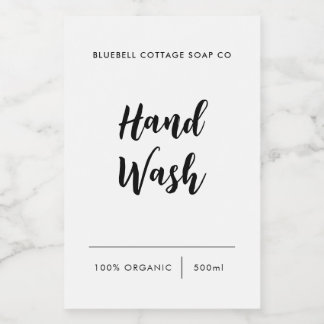 Hand Wash Label, Elegant Script Product Label Voedselcontainer Etiket
