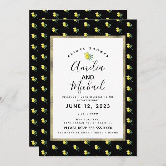 Hand Waterverf Lemon Bunch Simple Vrijgezellenfees Kaart (Voorkant / Achterkant)