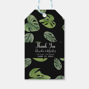 Hand waterverf Monstera Adansonii blad Bruiloft Cadeaulabel