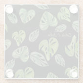 Hand Waterverf Monstera Adansonii Leaf Wedding Glazen Onderzetter (Achterkant)