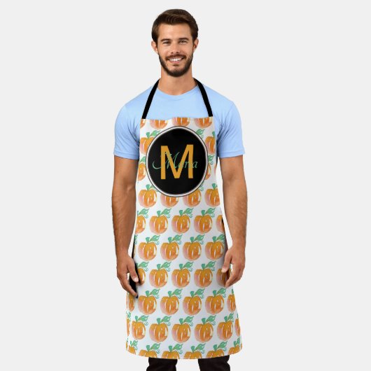 Hand Waterverf Pumpkin Pattern Black Monogram Schort (Gedragen)