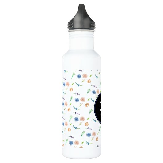 Hand Waterverf Summer Tiny Floral Monogram Waterfles (Links)
