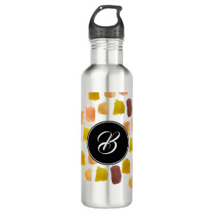 Hand Waterverf Summer Yellow Floral Monogram Waterfles