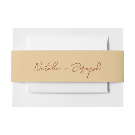  Hand Written Beige Fun Calligraphy Boho Wedding Uitnodigingen Wikkel (Voorkant Voorbeeld)