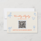 Hand Written Drawn Whimsical QR Code Wedding RSVP Kaartje (Voorkant)