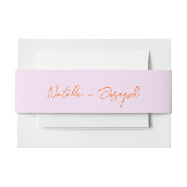 Hand Written Orange Pink Whimsical Wedding Fun Uitnodigingen Wikkel