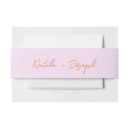 Hand Written Orange Pink Whimsical Wedding Fun Uitnodigingen Wikkel (Voorkant Voorbeeld)