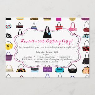 HANDBAGS GALORE - Purse Themed Invitations Kaart