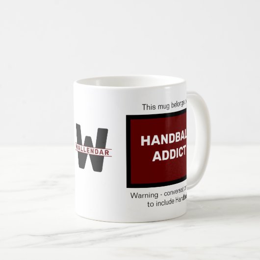Handbal Verslaafde Voeg Jouw naam Monogram Initiaa Koffiemok (Voorkant rechts)
