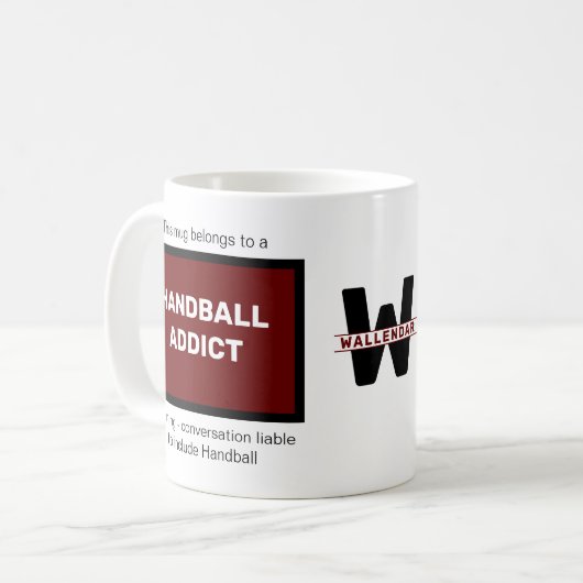 Handbal Verslaafde Voeg Jouw naam Monogram Initiaa Koffiemok (Voorkant links)