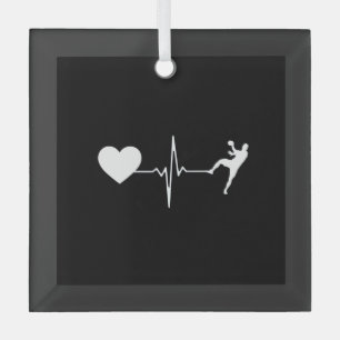 Handbalhandbalspeler hartslag glas ornament