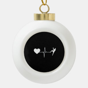 Handbalhandbalspeler hartslag keramische bal ornament