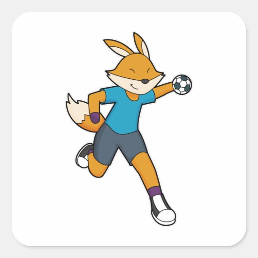 Handball Fox Handball speler Handball Vierkante Sticker (Voorkant)
