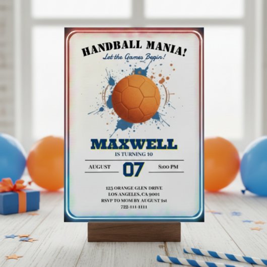 Handball Mania Birthday Invitation