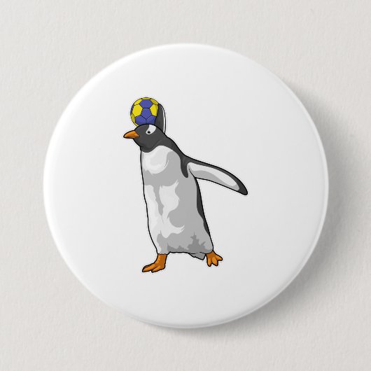 Handball Penguin Handball Ronde Button 7,6 Cm (Voorkant)