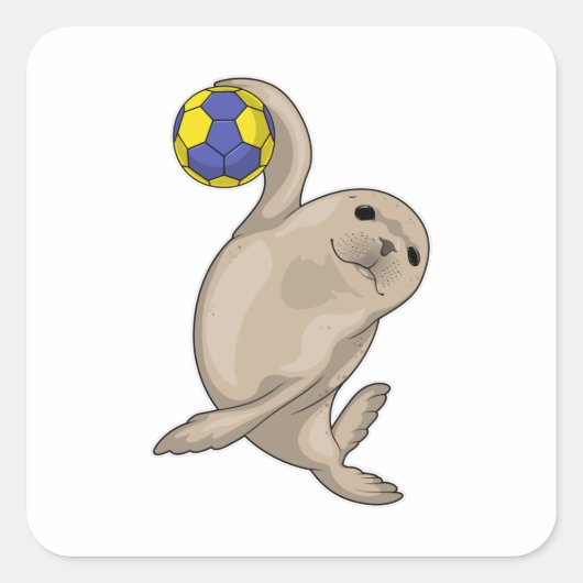 Handball voor zegelhandbal vierkante sticker (Voorkant)