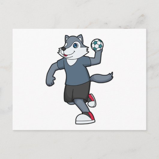 Handbalspeler Handbal Wolf Briefkaart (Voorkant)