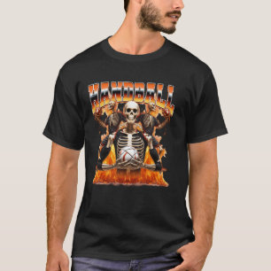 Handbalspeler Skelet 90s Bootleg Stijl T-shirt