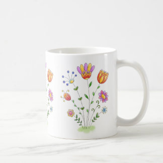 Handbediende bloemen Moderne Waterverf Koffiemok