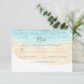 Handbediende Waterverf Beach Wedding RSVP (Staand voorkant)