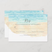 Handbediende Waterverf Beach Wedding RSVP (Voorkant / Achterkant)