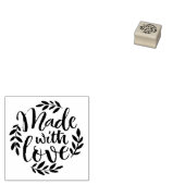 Handbelettering gemaakt met liefde rustieke blader 	rubberstempel (Gestempeld)