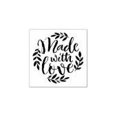 Handbelettering gemaakt met liefde rustieke blader 	rubberstempel (Afrduk)