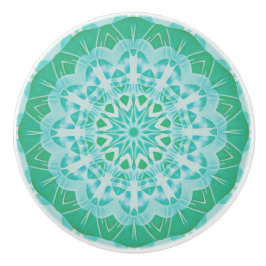 Handbeschilderd Green Turquoise Abstract Mandala Keramische Knop