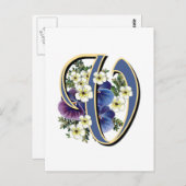Handbeschilderd Initiaal monogram - V Briefkaart (Voorkant / Achterkant)