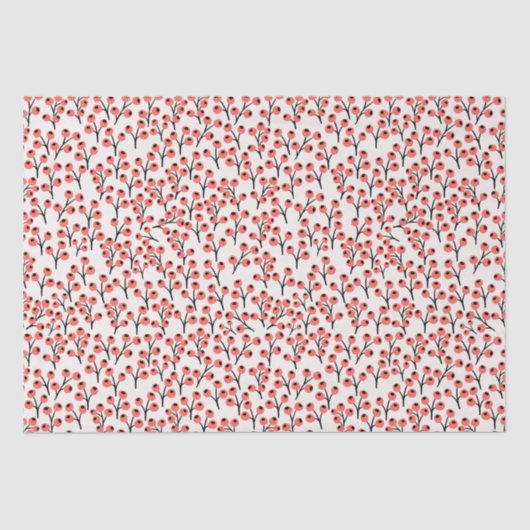 Handbeschilderd kerstkantoor Berries Red White Tissuepapier (Voorkant)