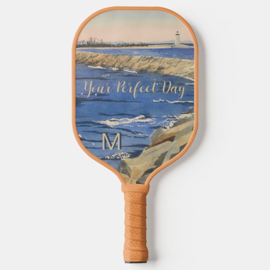 Handbeschilderd monogrambericht van Nautical Light Pickleball Paddle (Voorkant)