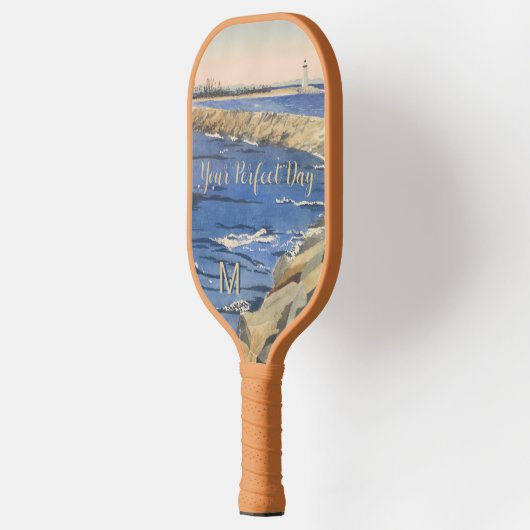 Handbeschilderd monogrambericht van Nautical Light Pickleball Paddle (Links)