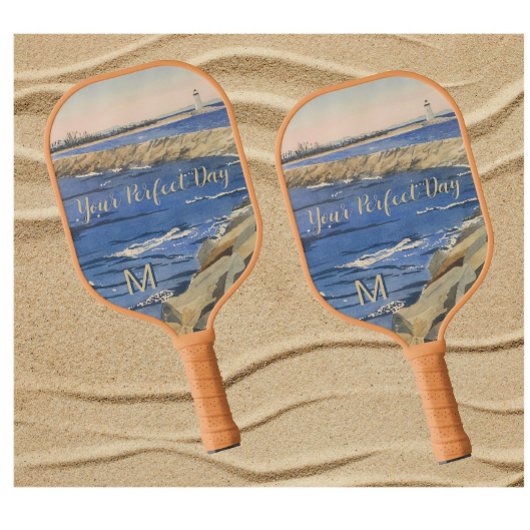 Handbeschilderd monogrambericht van Nautical Light Pickleball Paddle