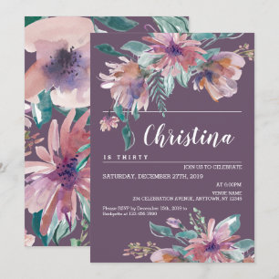 Handbeschilderd Paars Floral Grandma Birthday Part Kaart