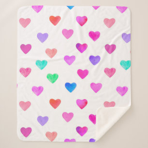 handbeschilderd waterverf hartenpatroon Valentijns Sherpa Deken