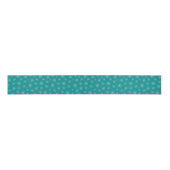 Handbeschilderd wit & Aqua Snowflakes op Blauwgroe Grosgrain Lint (Voorkant)
