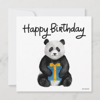 Handbeschilderde Panda Birthday Card