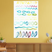 handbeschilderde vormen canvas afdruk (Insitu (Woonkamer))