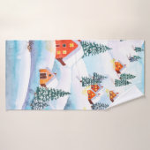 Handbeschilderde waterverf illustratie van de wint badhanddoek (Badhanddoek)