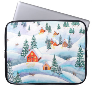 Handbeschilderde waterverf illustratie van de wint laptop sleeve