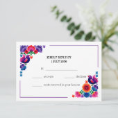 Handcrafted Colorful Folk Wedding Pattern RSVP Kaartje (Staand voorkant)