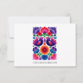 Handcrafted Colorful Folk Wedding Pattern RSVP Kaartje (Achterkant)