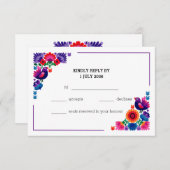 Handcrafted Colorful Folk Wedding Pattern RSVP Kaartje (Voorkant / Achterkant)