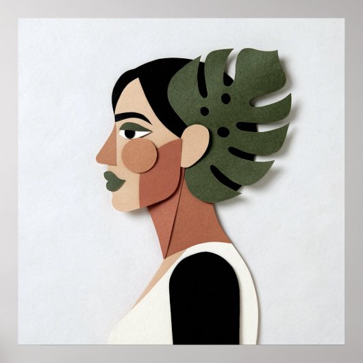 Handcrafted Paper-Cut Portrait in Forest Poster (Voorkant)
