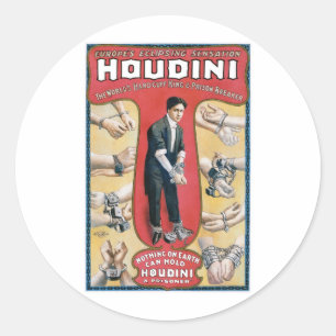 Handcuff van Houdini ~ de Vintage Kunstenaar van Ronde Sticker