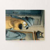 Handdoek-Head Dog & Sneaky Cat – Grappige puzzel Legpuzzel (Horizontaal)